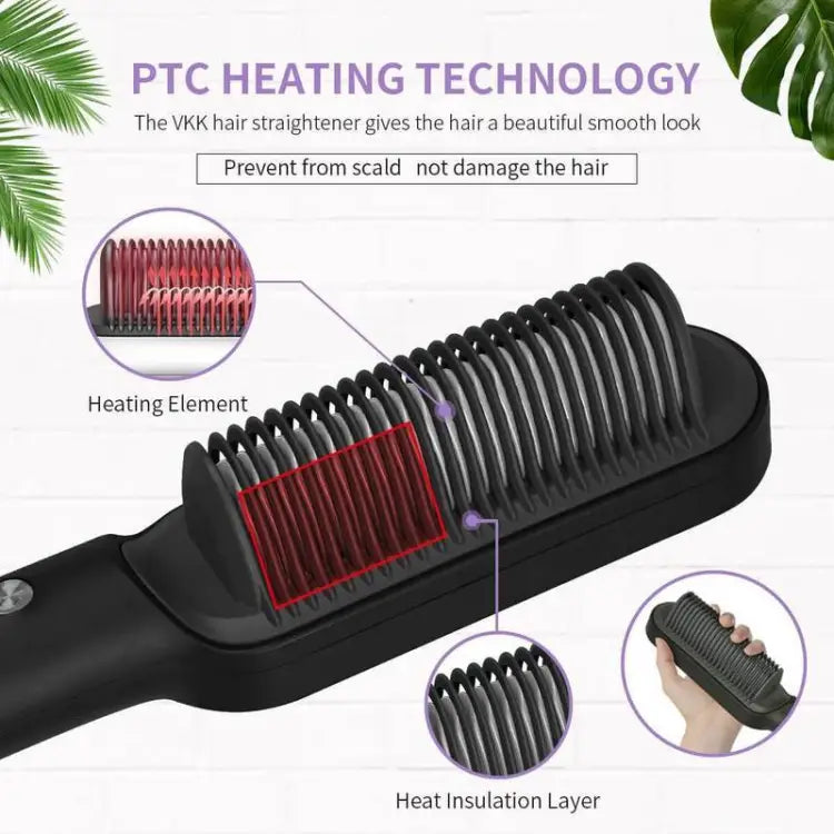 "2-in-1 Hair Straightener Iron Brush: Professional Styling"