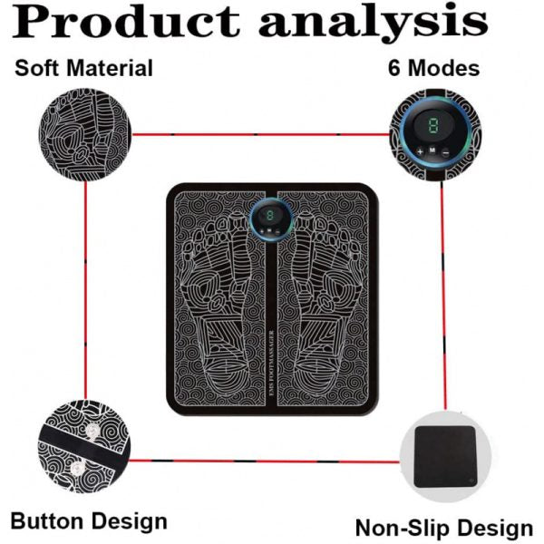 "EMS Foot Massager Mat: USB Charging, Smart Display"