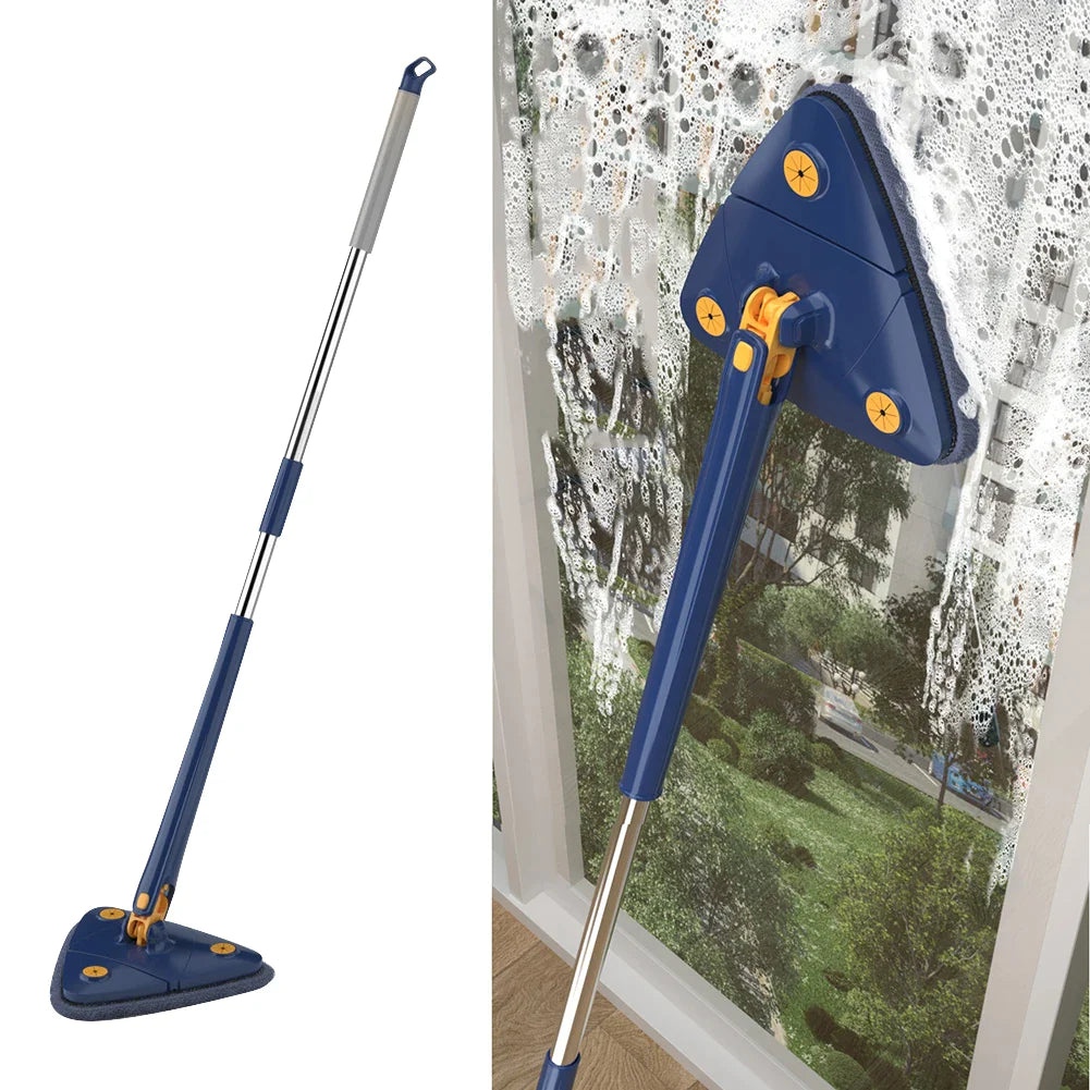"Adjustable Triangle Mop: 360° Rotatable & Extendable"
