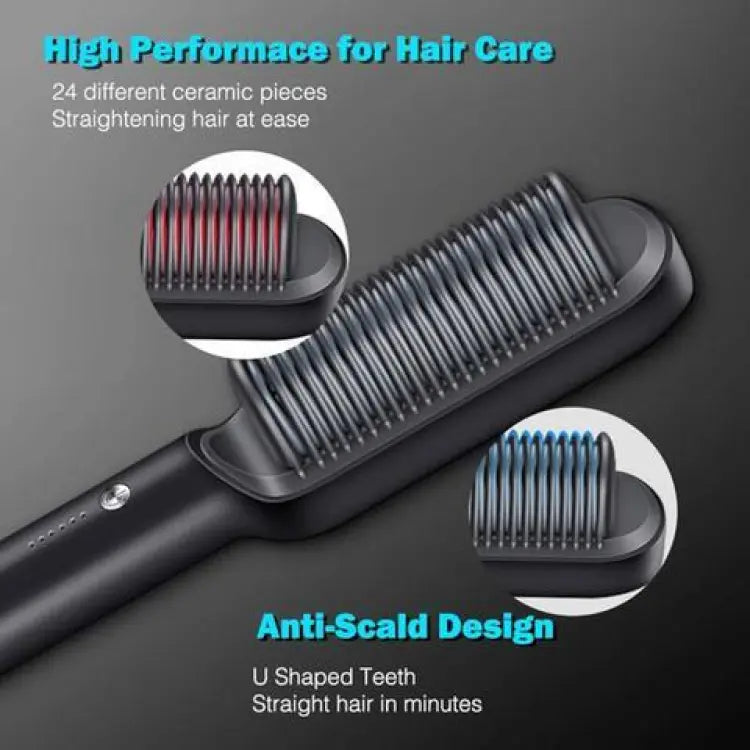 "2-in-1 Hair Straightener Iron Brush: Professional Styling"